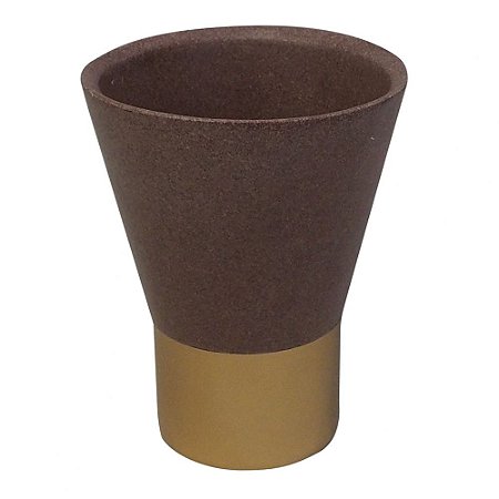 VASO DECORATIVO DE RESINA MARROM E DOURADO