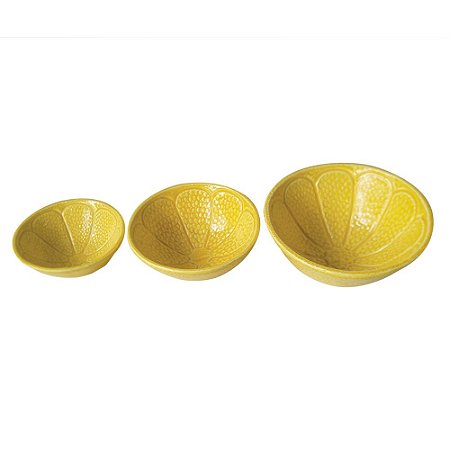CONJ. DE BOWLS EM CERAMICA LEMON AMARELA  3 PCS G  12CM X 12