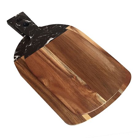 CJ. DE TABUAS DE MADEIRA COM MARMORE PRETO - 2PCS