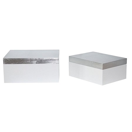 CONJ. DE CAIXAS DE MADEIRA BRANCA 2 PCS G 17,7CM X 8CM X 1
