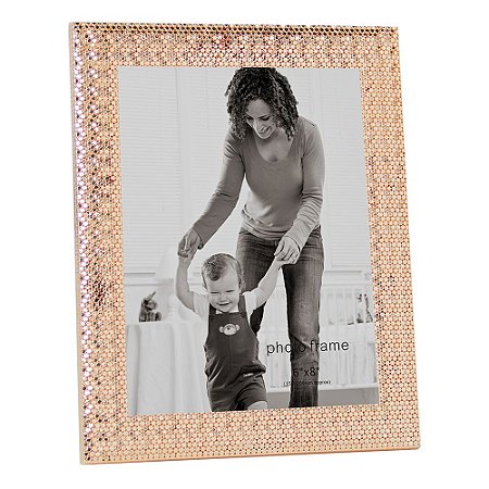 PORTA RETRATO EM VIDRO E METAL COBRE 21,5CM X 2CM X 26,5CM