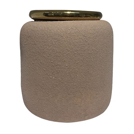 CACHEPOT DE CERAMICA MARROM E DOURADO