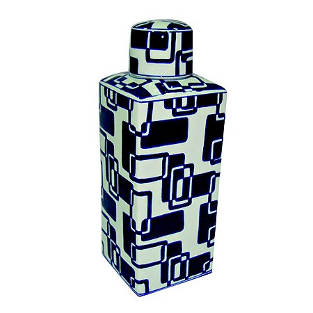POTE DECORATIVO DE CERAMICA BRANCO E AZUL