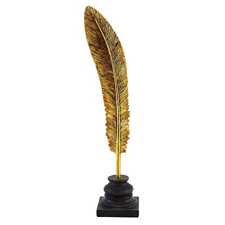 PECA DECORATIVA DE RESINA FOLHA DOURADA COM A BASE DE RESINA