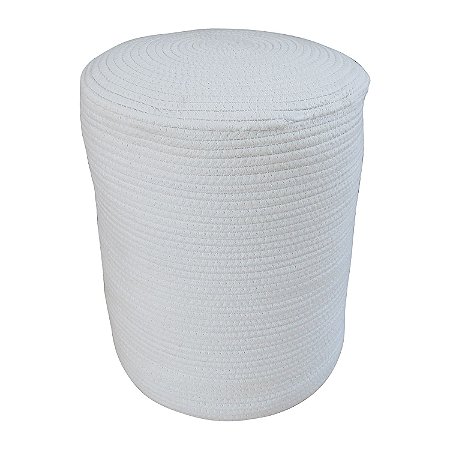 PUFF DE TECIDO BRANCO 35CM X 35CM X 42,2CM