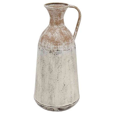 VASO DE METAL RUSTICO COM ALA BRANCO E BEGE