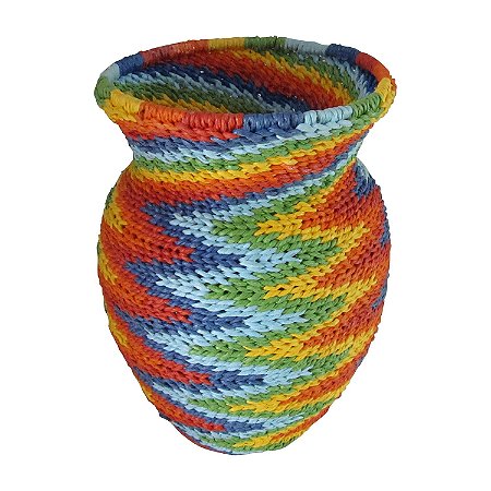 CESTO DE CORDA COLORIDO 18CM X 28CM
