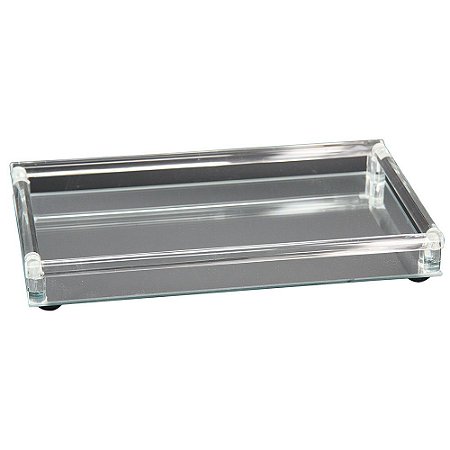 BANDEJA ESPELHADA PRATA 45CM X 25CM X 4,5CM