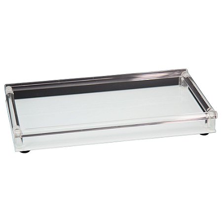 BANDEJA ESPELHADA BRANCA 45CM X 25CM X 4,5CM