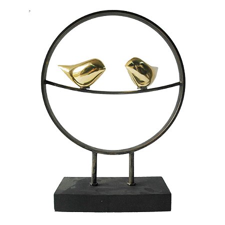PECA DECORATIVA DE RESINA E METAL DOURADA