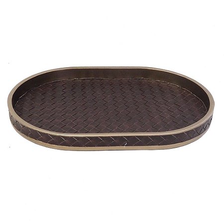 BANDEJA DE RESINA PRETO E DOURADO