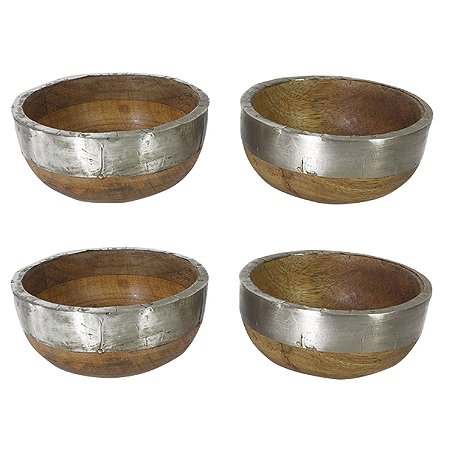 CJ DE BOWL DE MADEIRA - 4 PCS