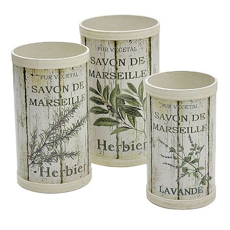 CJ DE CACHEPOTS DE MADEIRA - 3 PCS