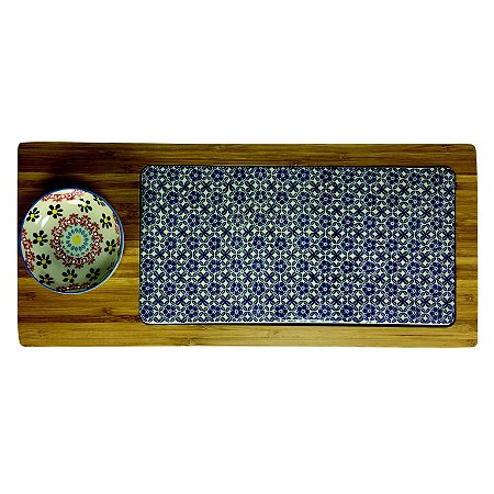 TABUA DE BAMBU C/1 BOWL DE CERA MICA