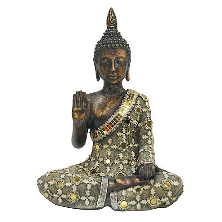 BUDDHA DE RESINA 19CM X 11,5CM X 27,5CM