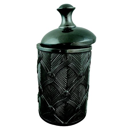 POTE DECORATIVO DE RESINA CINZA 15CM X 15CM X 31,5CM