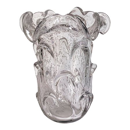 VASO DE VIDRO TRANSPARENTE  MURANO 19CM X 24CM
