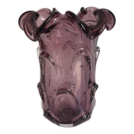 VASO DE VIDRO ROXO  MURANO 19CM X 24CM