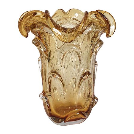VASO DE VIDRO AMBAR  MURANO 19CM X 24CM
