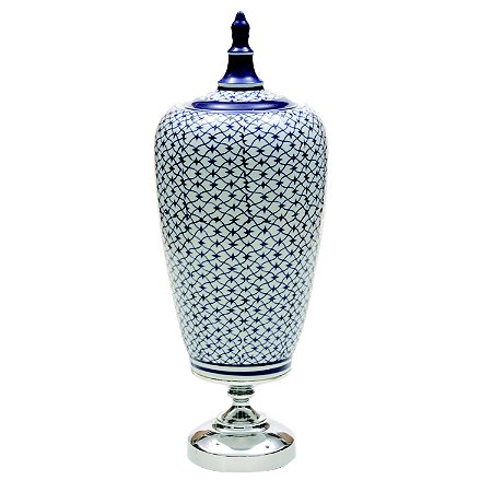 POTE DECORATIVO DE CERAMICA E METAL