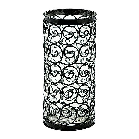 VASO DECORATIVO DE FERRO E VIDRO