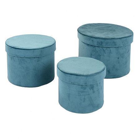 CONJ  DE CAIXAS DE VELUDO VERDE  3 PECAS