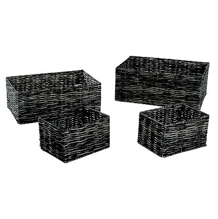 CJ. DE CESTOS PLASTICO MARROM - 4 PCS
