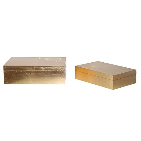 CONJ. DE CAIXAS DE MADEIRA DOURADO  2 PCS G  16,2CM X