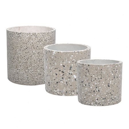 CJ  DE VASOS DE CIMENTO CINZA  3PCS