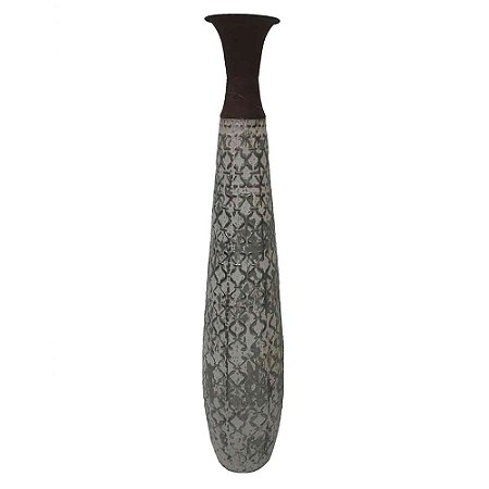 VASO DE CHAO DE METAL RUSTICO MARROM E BRANCO