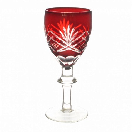 CJ. DE TACAS DE CRISTAL LAPIDADO - 6 PCS - VERMELHO - 60 ML