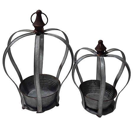 CJ. DE CACHEPOT DE FERRO COM SUPORTE PARA PENDURAR - 2PS