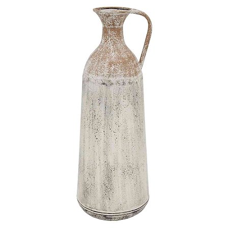 VASO DE METAL RUSTICO COM ALA BRANCO E BEGE