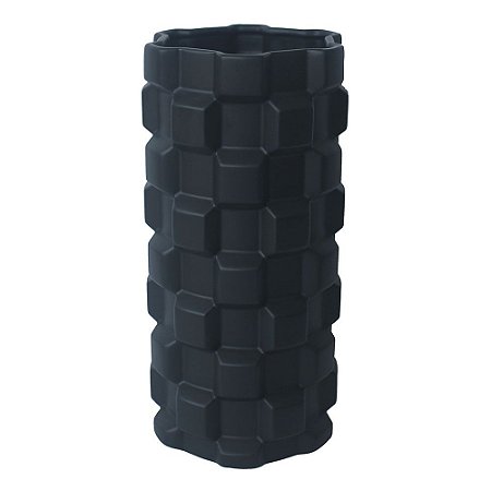 VASO DE CERAMICA COM TEXTURA GEOMETRICA PRETO