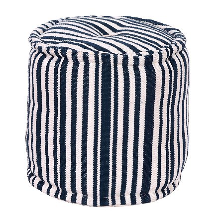 PUFF EM TECIDO AZUL E BRANCO 40CM X 40CM