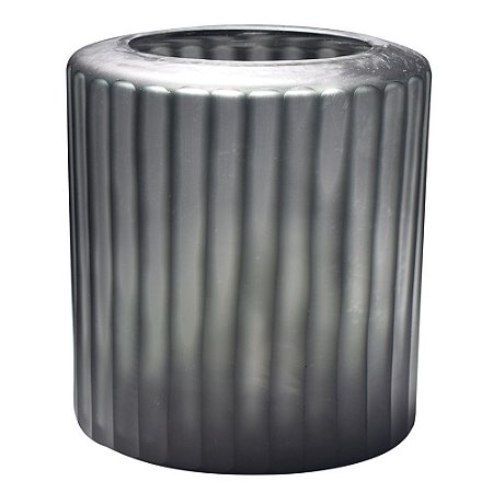 VASO DE VIDRO COM TEXTURA CINZA 17,5CM X 14CM X 20CM
