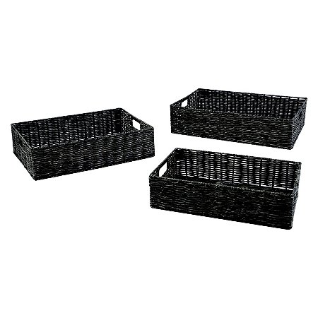 CJ. DE CESTOS PLASTICO MARROM - 3 PCS