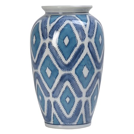 VASO DE PORCELANA GEOMETRICA AZUL 17CM X 17CM X 28CM