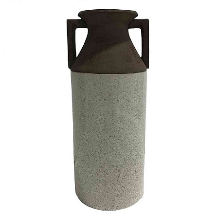 VASO DE CERAMICA MARROM E BEGE
