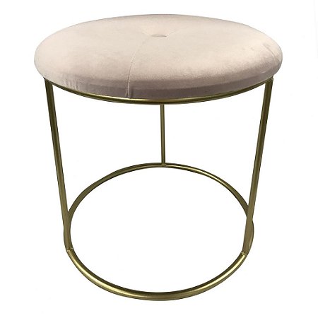 BANQUETA DE METAL E VELUDO ROSE E DOURADO