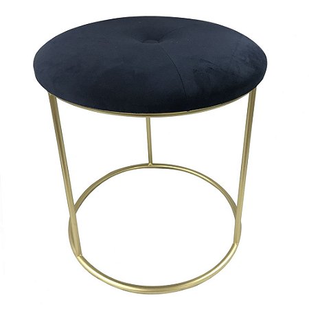 BANQUETA DE METAL DE VELUDO AZUL MARINHO E DOURADO