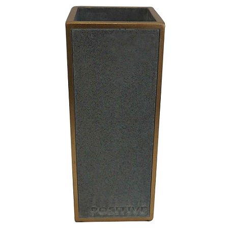 VASO DE RESINA CINZA E DOURADO