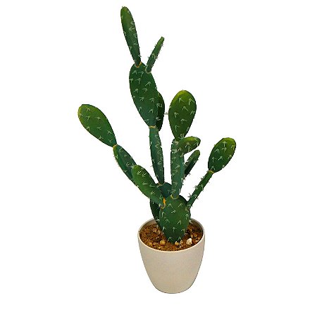 CACTO DECORATIVO EM PLASTICO E CERAMICA BEGE 18CM X 14CM X 6