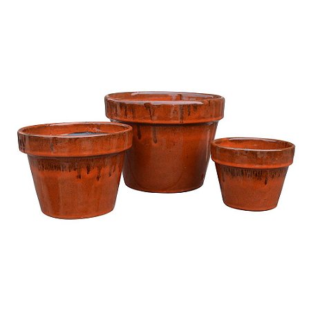 CJ DE 3 VASOS DECORATIVOS DE CERAMICA