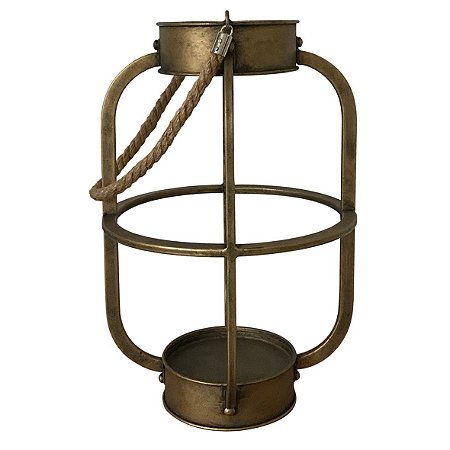 LANTERNA DE METAL COM ALCA DE CORDA 24CM X 13CM X 36,5CM