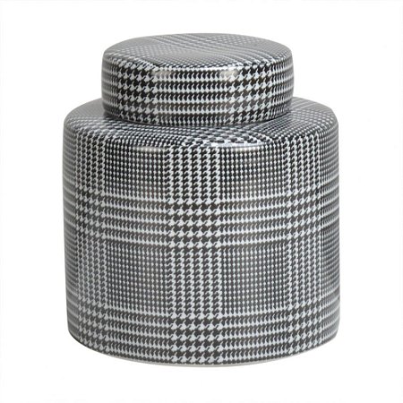 POTE DE PORCELANA XADREZ DE PRETO E BRANCO