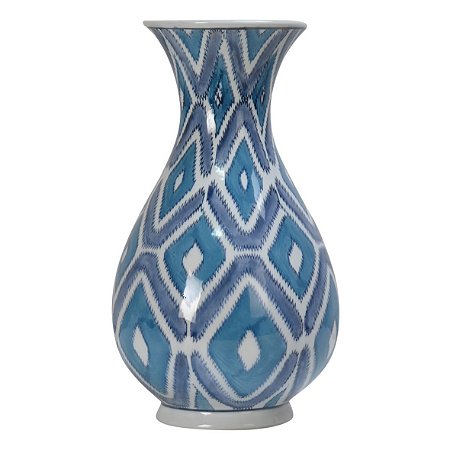 VASO DE PORCELANA GEOMETRICA AZUL 18CM X 18CM X 31CM