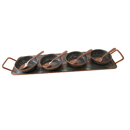 CJ. DE PECAS DECORATIVAS EM FERRO E COBRE PRETO 31,5CM X 13