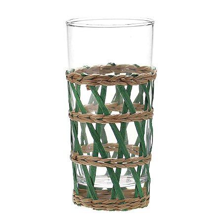 CJ DE COPOS EM VIDRO E RATTAN  6 PCS 7,5CM X 6CM X 15,5CM 45