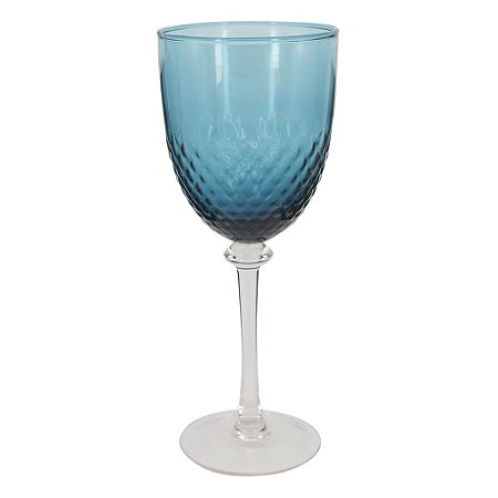 CONJ. DE TACAS PARA VINHO TINTO DE VIDRO AZUL  6 PCS 9,5 CM